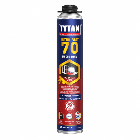 Spuma poliuretanica Tytan Ultra Fast 70, pentru pistol, 870 ml